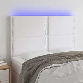 Testiera A Led Bianco 144x5x118/128 Cm İn Similpelle /