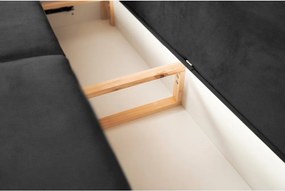 Divano nero allungabile/con contenitore e rivestimento in ciniglia 236 cm Silva – ELTAP