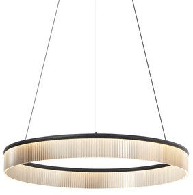 Lampada a sospensione moderna nera 78 cm con LED dimmerabile a 3 livelli - Anello Chandelier