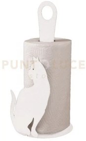 Porta rotoli gatto bianco in ferro diametro15x33cmh