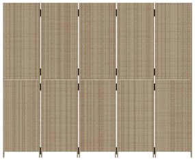 Divisorio per ambienti a 5 pannelli beige in polyrattan