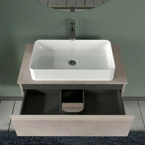 Mobile bagno sospeso 80 cm Master grigio effetto cemento per lavabo da appoggio