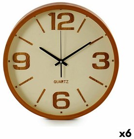 Orologio da Parete Marrone Metallo Cristallo Plastica 40 x 5 x 40 cm (6 Unità)