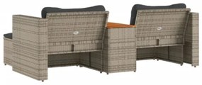 Set Divano Giardino 5 pz con Cuscini Grigio Polyrattan Acacia