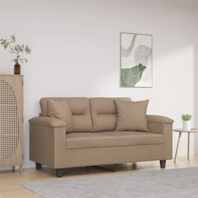 Divano A 2 Posti Con Cuscini Cappuccino 120 Cm İn Similpelle /