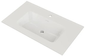 Lavabo integrale a incasso rettangolare vasca centrale Tampa/Loa L 81.5 x H 17.5 x P 46 cm in ceramica bianco lucido