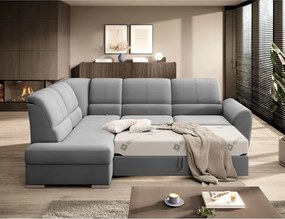 Divano angolare grigio allungabile/con contenitore (con penisola a sinistra/a L) e rivestimento in velluto Siber – ELTAP