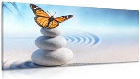 Quadro su tela – Equilibrio di pietre e farfalla