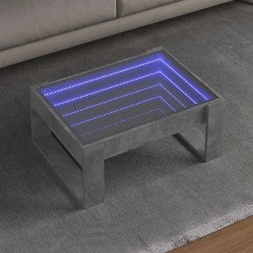 Tavolino Da Salotto Con Led Infinity Grigio Cemento 70x53x30 Cm /