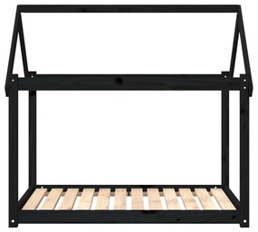 Cuccia per cani nera 111x80x100 cm in legno massello di pino