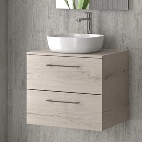 Mobiletto bagno 60 cm con due cassetti e piano per lavabo appoggio EL-60P - KAMALU