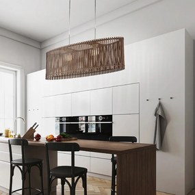 Lampadario Industrial Sendero 2 Luci Acciaio Grigio Opaco Diffusore Marrone