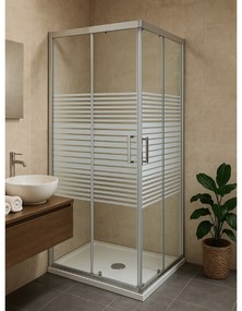 Box Doccia Angolare Scorrevole 90x100 Giava "Style" Argento Lucido/Vetro Serigrafato