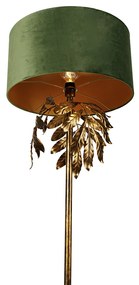 Lampada da terra vintage oro antico con paralume verde - Tiglio