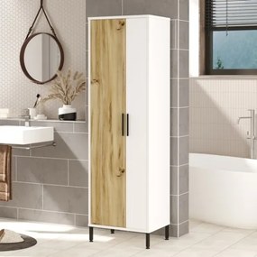 Colonna Bagno Multiuso Con Vano Portascope 50x36x165H Rovere E Bianco Daisy