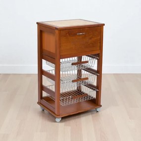 Carrello cucina portafrutta con portapane NOCE