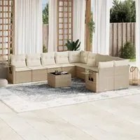 Set Divani da Giardino 11 pz con Cuscini Beige in Polyrattan 3220717