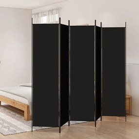 Divisorio 5 Pannelli Nero 250x200 Cm Tessuto /