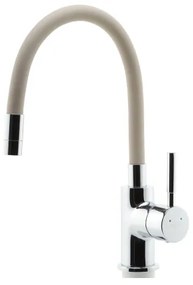 FERRO - Rubinetto per lavello con braccio flessible cromo lucido/beige