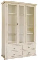 Vetrina 2 ante 4 cassetti in legno shabby avorio anticato 118x40x185 - Mobili 2G