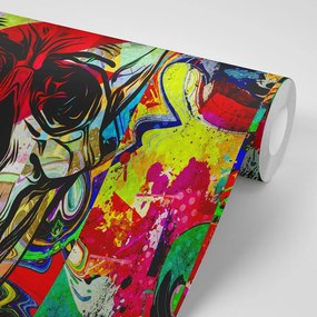Carta da parati – Teschio in stile graffiti