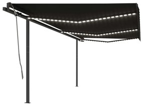 Tenda Da Sole Retrattile Manuale Con Led 6x3 M Antracite /