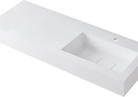Lavabo a incasso rettangolare vasca a destra L 120.5 x H 15 x P 46 cm in resina bianco lucido