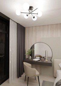 Lampadario Roma 6 Nero con sfere Bianche Satinate E14 da soffitto