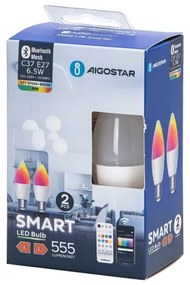 SET 2x Lampadina LED RGBW dimmerabile MESH Smart C37 E27/6,5W/230V 2700-6500K - Aigostar