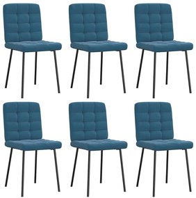 Sedie Da Pranzo 6 Pz Blu İn Velluto /