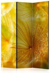 Paravento Soffioni delicati (3 parti) - fantasia gialla nei fiori