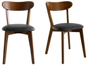 Sedie vintage legno scuro e sedile nero (set di 2) DOVE
