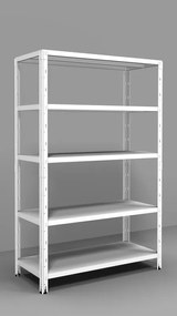 Scaffale in kit 5 ripiani L 120 x P 50 x H 188 cm bianco, portata per ripiano 200 kg