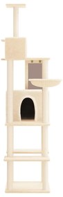 Albero per gatti con tiragraffi in sisal crema 201 cm