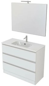 Mobile bagno a terra 100 cm Master bianco con lavabo e specchio