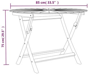 Tavolo da Giardino Pieghevole Ø 85x75 cm Legno Massello di Teak