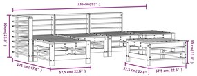 Set Salotto da Giardino 6 pz Nero in Legno Massello di Pino