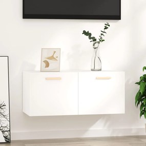 Armadietto A Muro Bianco Lucido 80x36x50 Cm Legno Multistrato /