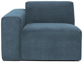 Divano componibile blu (con penisola a sinistra) con rivestimento in velluto a coste Sting – Scandic