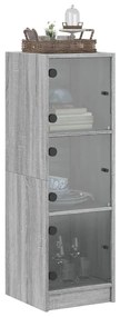 Credenza con ante in vetro grigio sonoma 35x37x109 cm