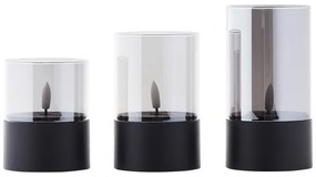 Brilliant - Set di 3 candele LED BOUGIE LED/2xAA IP44 nero/fumé