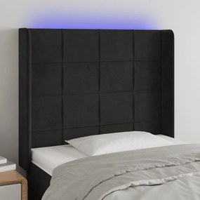 Testiera A Led Nero 93x16x118/128 Cm İn Velluto /