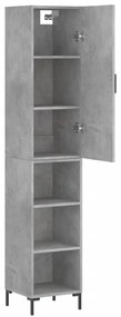 Credenza grigio cemento 34,5x34x180 cm in legno multistrato