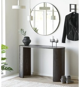 Tavolo consolle marrone scuro con effetto rovere 38x114 cm Bibione – House Nordic