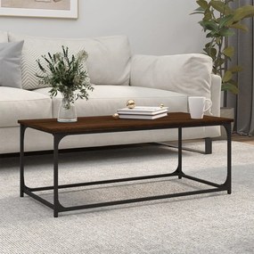 Tavolino Rovere Marrone 102x50x40 Cm Legno Multistrato E Ferro /