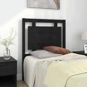 Testiera per letto nera 80,5x4x100 cm legno massello di pino