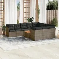 Set Divani da Giardino 11 pz con Cuscini in Polyrattan Grigio 3256172