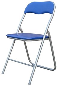 Sedia Pieghevole Monocolore Con Seduta In Pvc Blu E Gambe In Metallo Silver 44x45cm-H79cm