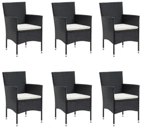 Set da pranzo da giardino 7 pz con cuscini nero