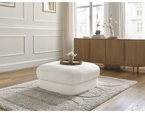 Poggiapiedi bianco con rivestimento in bouclé Leonore – Bobochic Paris